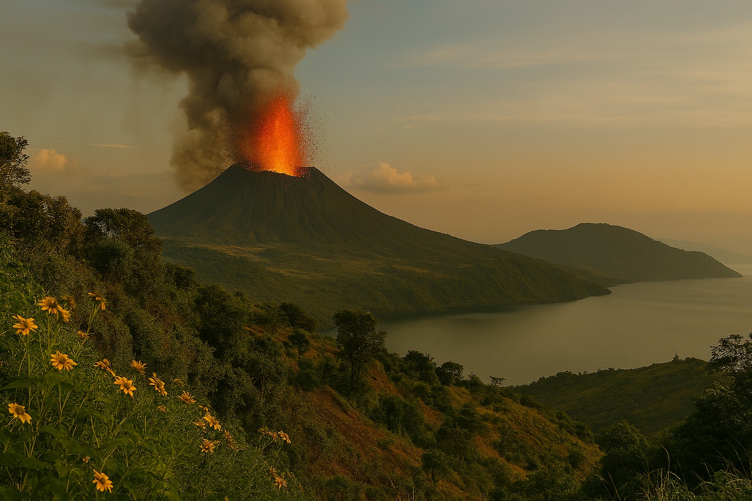 Volcanic slopes and rainforest in Virunga region, East DRC