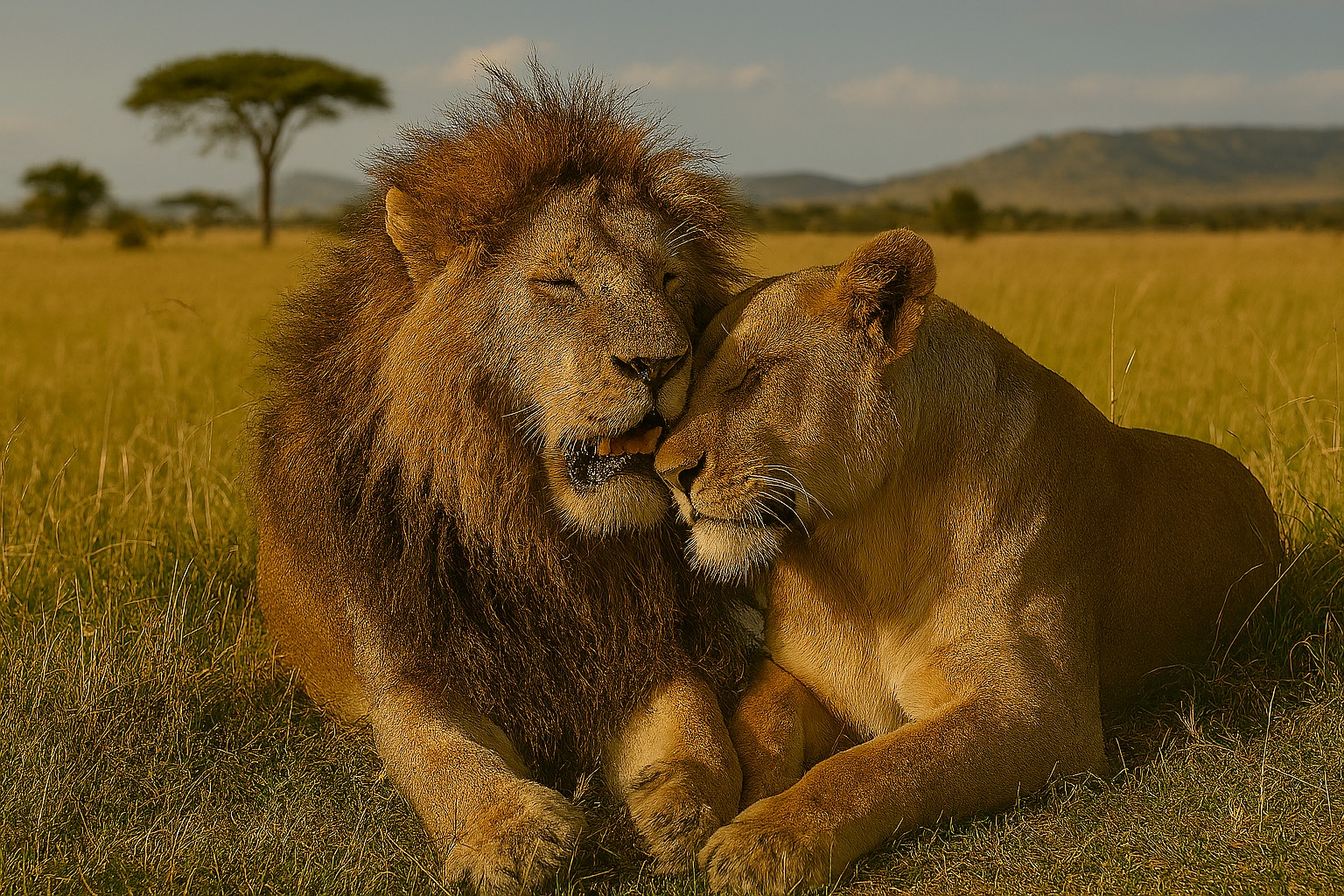 Lion pride in the Maasai Mara, Kenya