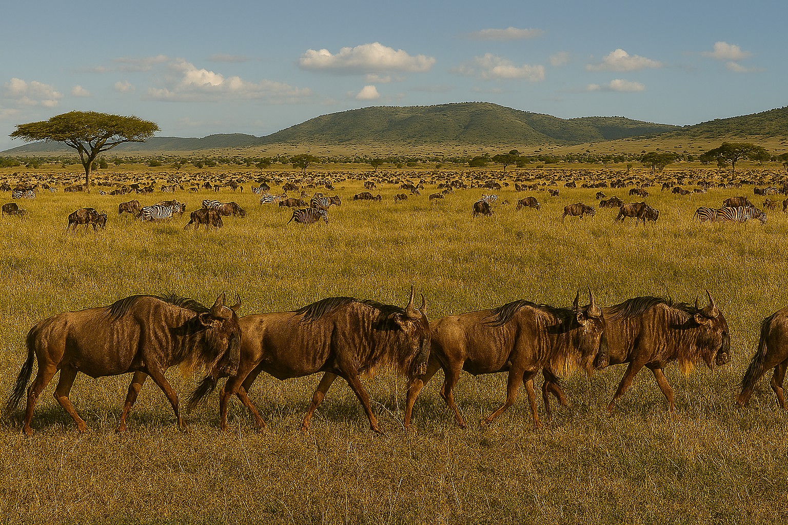 Wildebeest migration in Serengeti, Tanzania